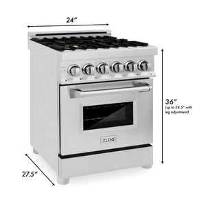 ZLINE 24" 2.8 cu. ft. Dual Fuel Range with Gas Stove and Electric Oven in Stainless Steel with Brass Burners (RA-BR-24)