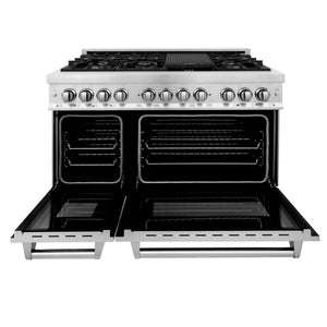 ZLINE 48" 6.0 cu. ft. Dual Fuel Range with Gas Stove and Electric Oven in Stainless Steel (RA48)