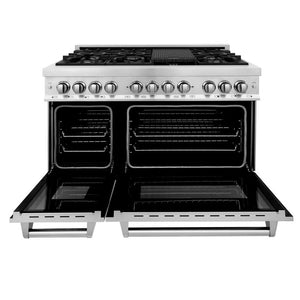 ZLINE - 48" Kitchen Package with Stainless Steel Dual Fuel Range and Convertible Vent Range Hood (2KP-RARH48)