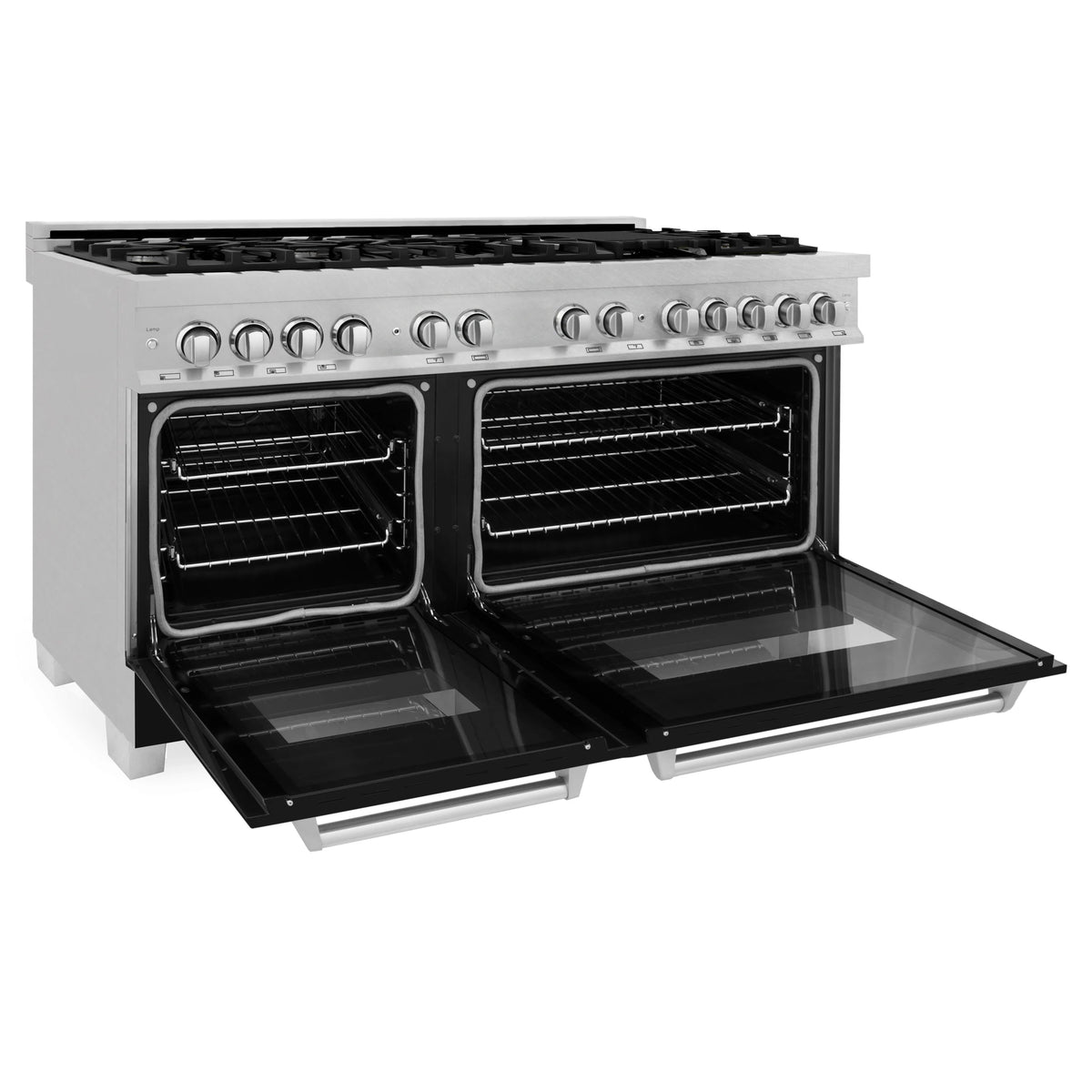 ZLINE - 60&quot; 7.4 cu. ft. Dual Fuel Range with Gas Stove and Electric Oven in Fingerprint Resistant Stainless Steel and Black Matte Doors (RAS-BLM-60)