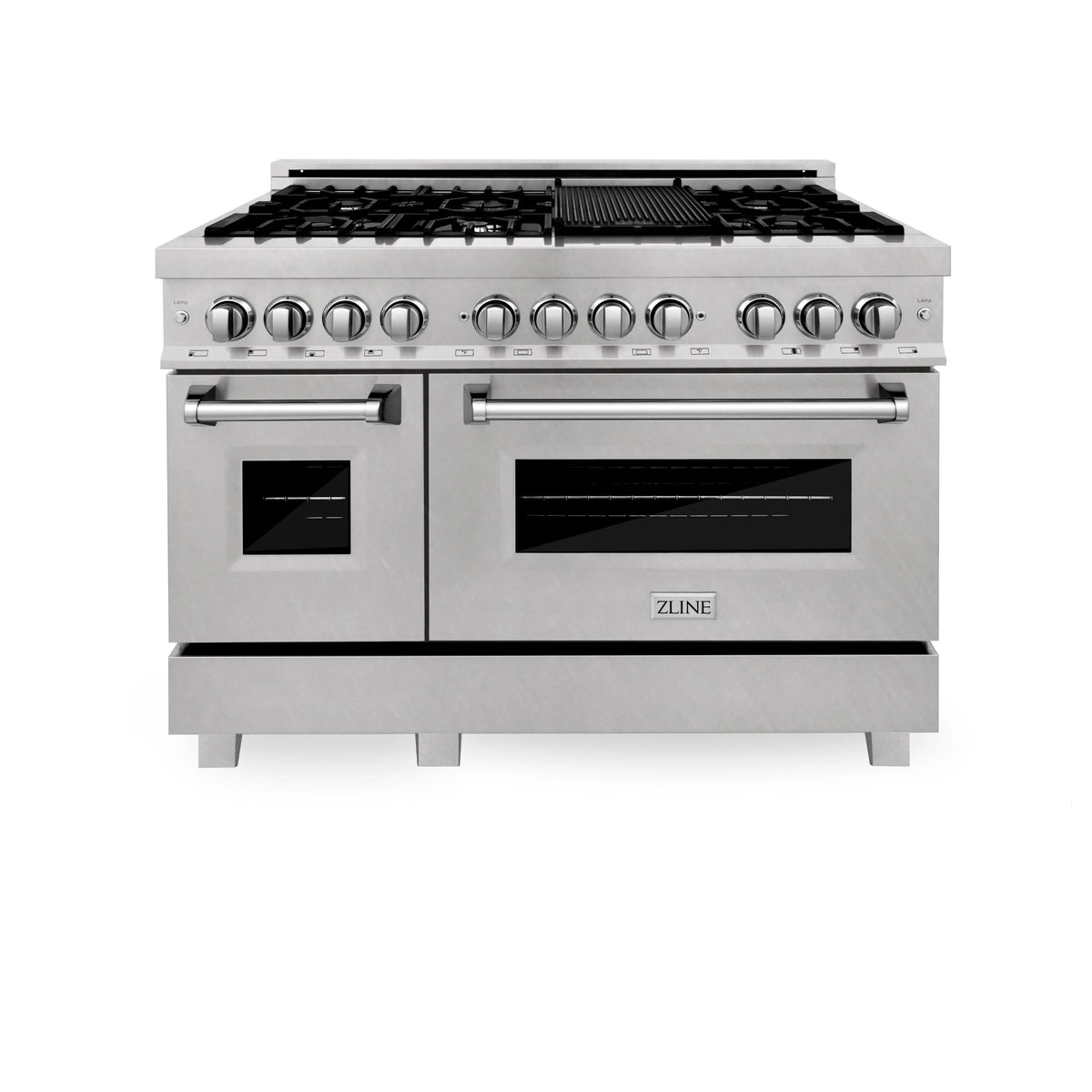 ZLINE - 48 in. Kitchen Package with Satin Stainless Steel Dual Fuel Range and Convertible Vent Range Hood