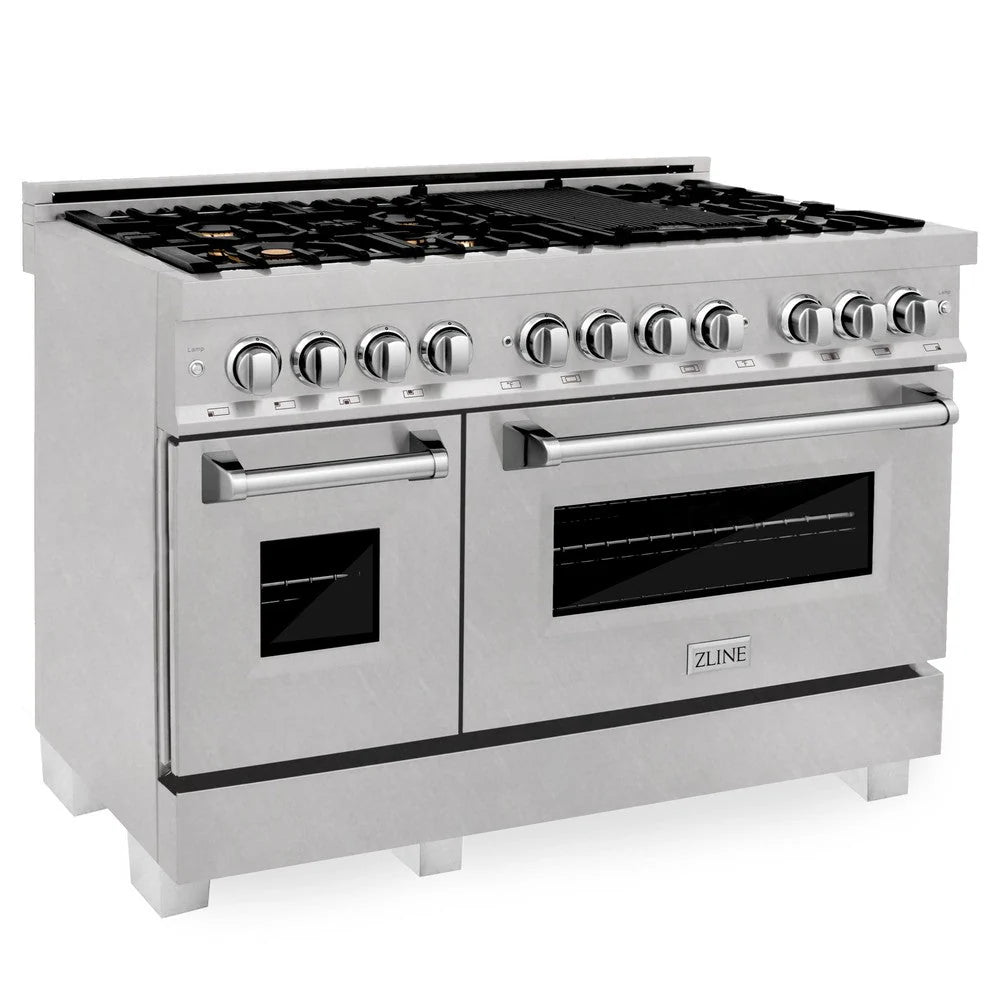 ZLINE - 48 in. 6.0 cu. ft. Legacy Dual Fuel Range with Gas Cooktop and 2 Electric Ovens in Satin Stainless Steel with 6 Brass Burners