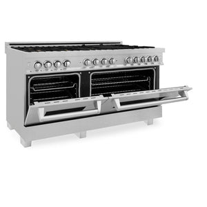 ZLINE - 60 in. 7.4 cu. ft. Legacy Dual Fuel Range with Gas Cooktop and 2 Electric Convection Ovens in Satin Stainless Steel with 8 Brass Burners