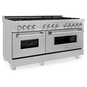 ZLINE - 60 in. 7.4 cu. ft. Legacy Dual Fuel Range with Gas Cooktop and 2 Electric Convection Ovens in Satin Stainless Steel with 8 Brass Burners