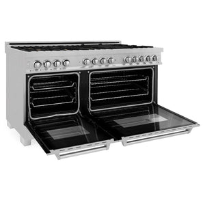 ZLINE - 60 in. 7.4 cu. ft. Legacy Dual Fuel Range with Gas Cooktop and 2 Electric Convection Ovens in Satin Stainless Steel with 8 Brass Burners