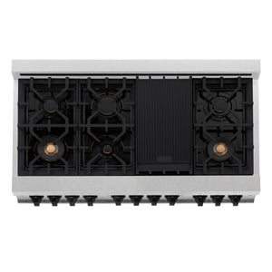 ZLINE Autograph Edition 48" 6.0 cu. ft. Dual Fuel Range, Gas Stove, Electric Oven in DuraSnow® Stainless Steel, Matte Black Accents