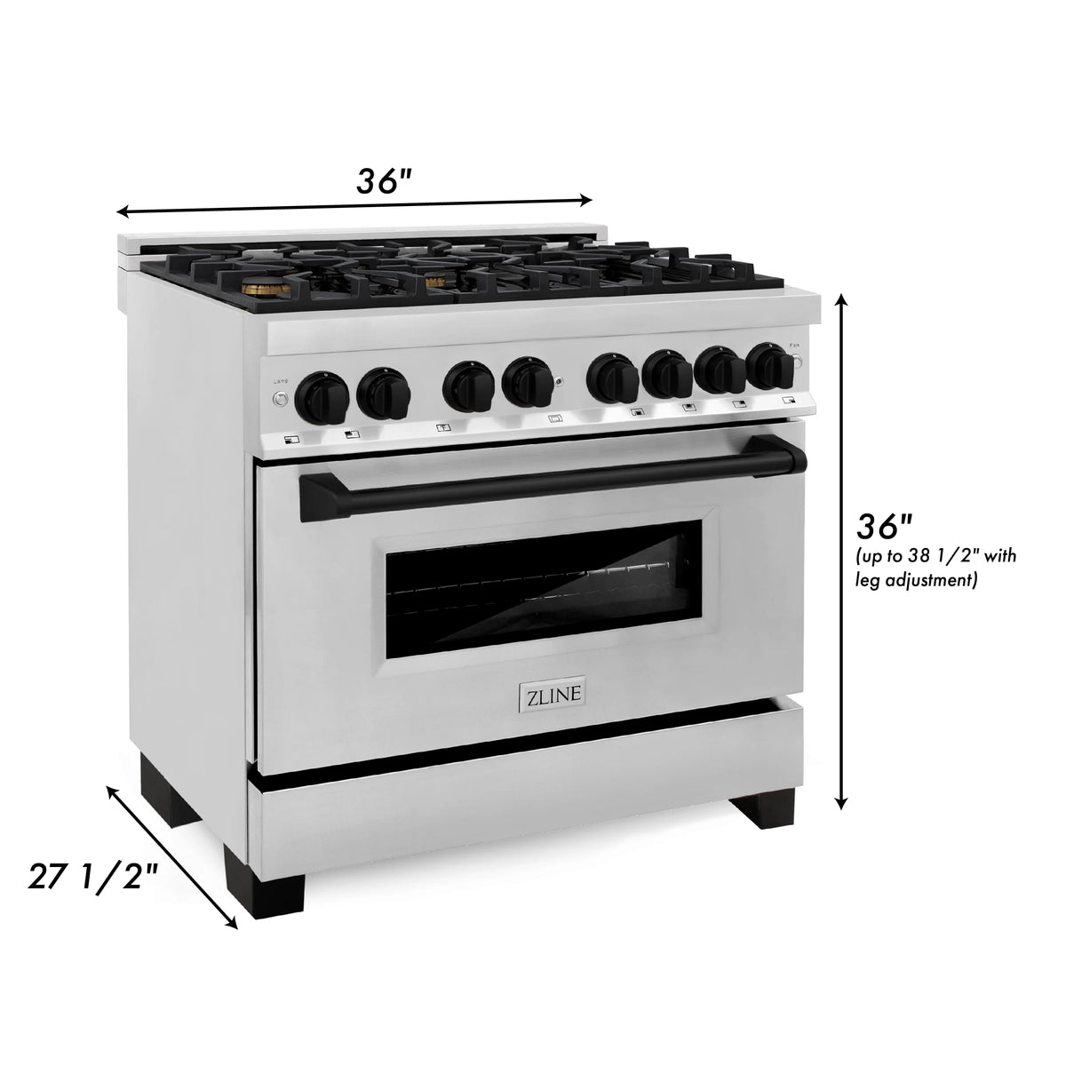 ZLINE - Autograph Edition 36&quot; 4.6 cu. ft. Dual Fuel Range with Gas Stove and Electric Oven in Stainless Steel (RAZ-36-MB)