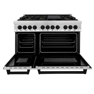 ZLINE - Autograph Edition 48" 6.0 cu. ft. Dual Fuel Range with Gas Stove and Electric Oven in Stainless Steel with Accents (RAZ-48)