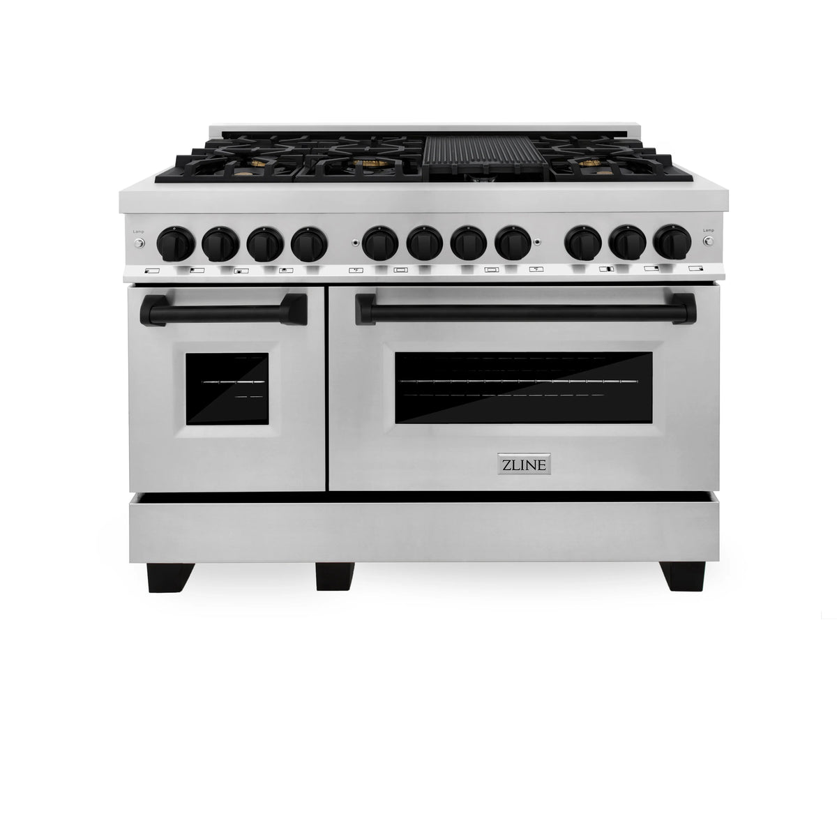 ZLINE - Autograph Edition 48&quot; 6.0 cu. ft. Dual Fuel Range with Gas Stove and Electric Oven in Stainless Steel with Accents (RAZ-48)