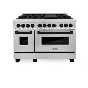 ZLINE - Autograph Edition 48" 6.0 cu. ft. Dual Fuel Range with Gas Stove and Electric Oven in Stainless Steel with Accents (RAZ-48)