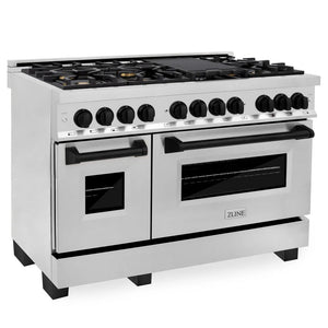 ZLINE - 48" Autograph Edition Kitchen Package with Stainless Steel Dual Fuel Range and Range Hood with Matte Black Accents (2AKP-RARH48-MB)