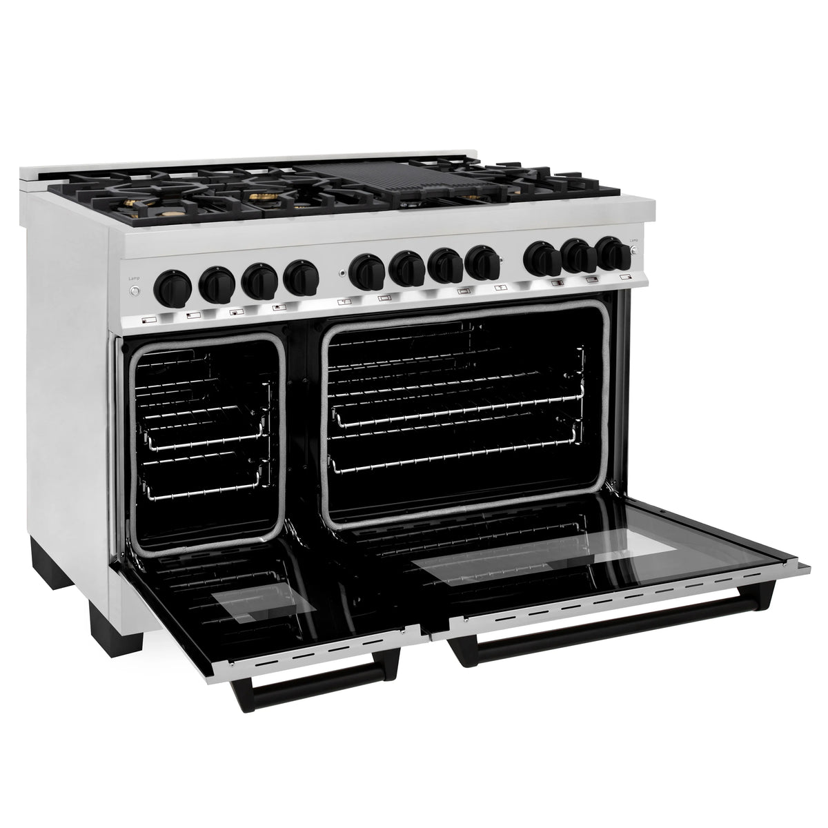 ZLINE - Autograph Edition 48&quot; 6.0 cu. ft. Dual Fuel Range with Gas Stove and Electric Oven in Stainless Steel with Accents (RAZ-48)