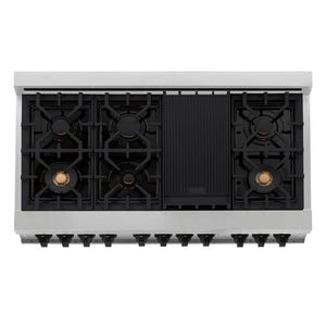 ZLINE - 48" Autograph Edition Kitchen Package with Stainless Steel Dual Fuel Range and Range Hood with Matte Black Accents (2AKP-RARH48-MB)
