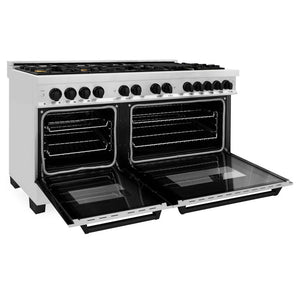 ZLINE - Autograph Edition 60 in. 7.4 cu. ft. Legacy Dual Fuel Range with 9 Burner Gas Cooktop and 2 Electric Convection Ovens in Stainless Steel and Matte Black Accents
