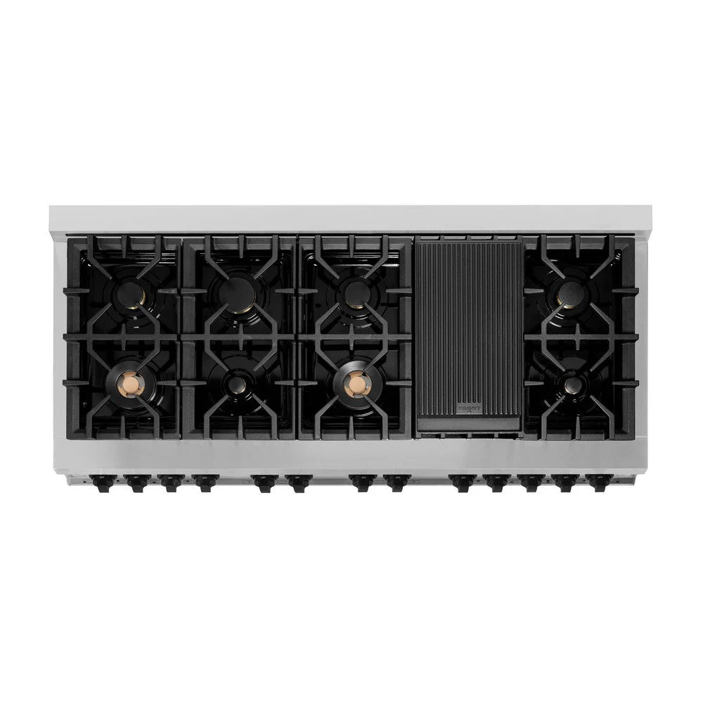 ZLINE - Autograph Edition 60 in. 7.4 cu. ft. Legacy Dual Fuel Range with 9 Burner Gas Cooktop and 2 Electric Convection Ovens in Stainless Steel and Matte Black Accents
