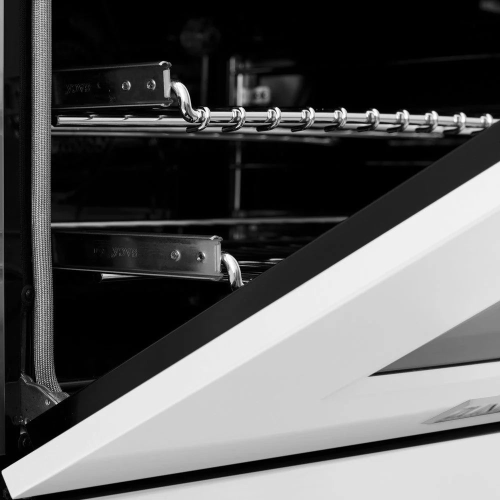 ZLINE - Autograph Edition 24 in. 2.8 cu. ft. Legacy Dual Fuel Range with 4 Burner Gas Cooktop and Electric Convection Oven in Stainless Steel with White Matte Door and Matte Black Accents