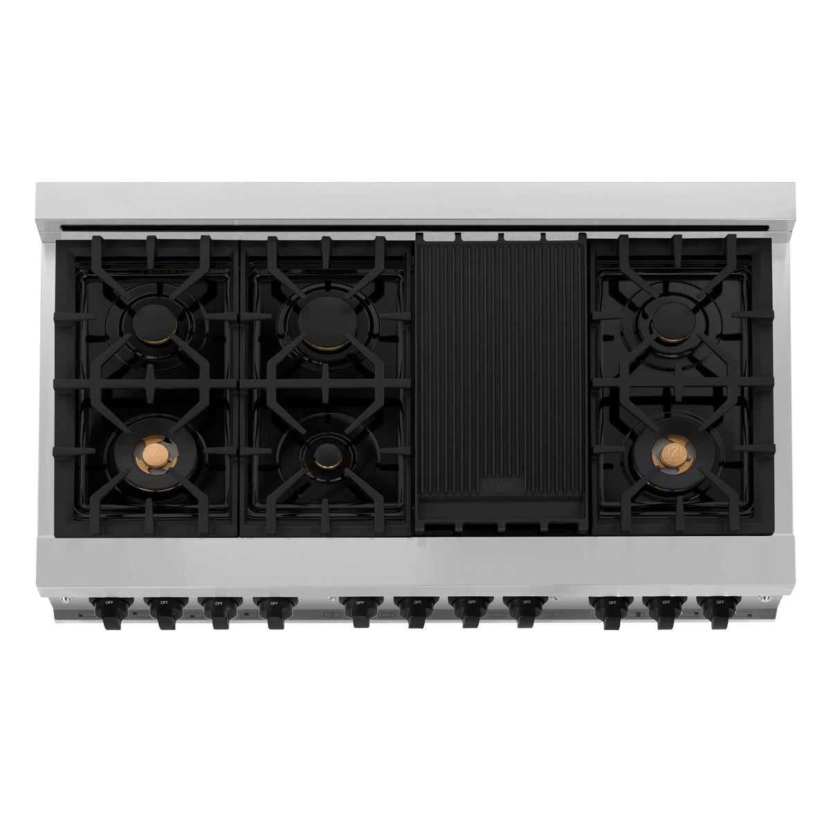 ZLINE - Autograph Edition 48 in. 6.0 cu. ft. Legacy Dual Fuel Range with 7 Burner Gas Cooktop and 2 Electric Ovens in Stainless Steel with White Matte Doors and Matte Black Accents