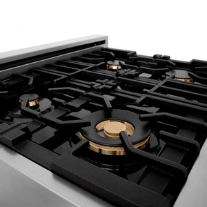 ZLINE - Autograph Edition 30 in. Legacy Gas Rangetop with 4 Burners and Porcelain Cooktop in Stainless Steel with Polished Gold Accents (RTZ-30-G)