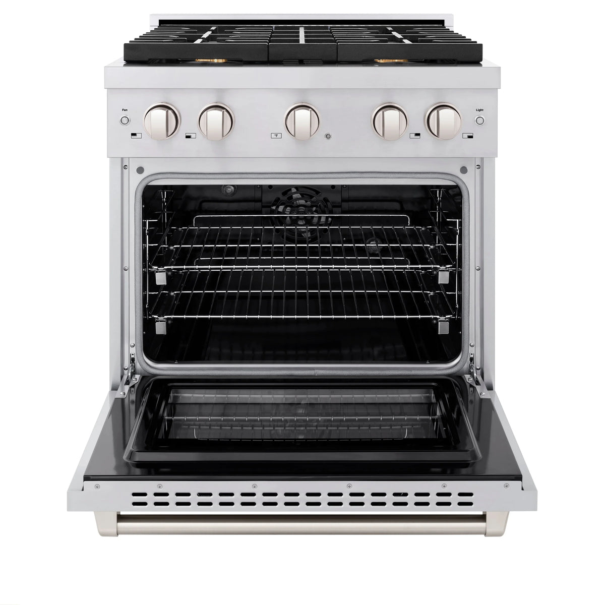 ZLINE - 30 in. 4.2 cu. ft. Paramount Dual Fuel Range with Gas Cooktop and Electric Convection Oven in Stainless Steel with 4 Brass Burners