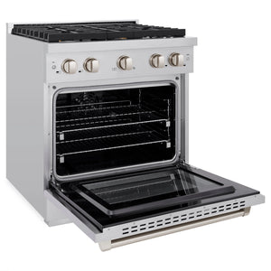 ZLINE - 30 in. 4.2 cu. ft. Paramount Dual Fuel Range with Gas Cooktop and Electric Convection Oven in Stainless Steel with 4 Brass Burners