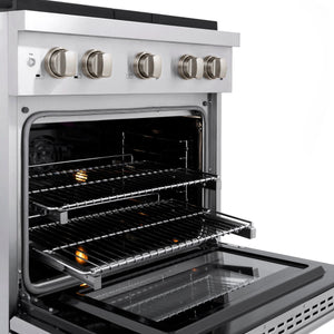 ZLINE - 30 in. 4.2 cu. ft. Paramount Dual Fuel Range with Gas Cooktop and Electric Convection Oven in Stainless Steel with 4 Brass Burners