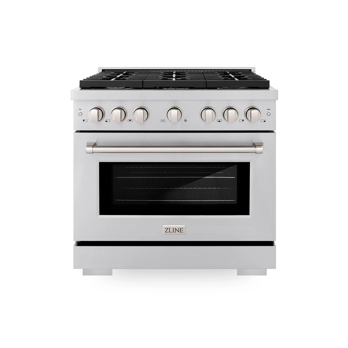 ZLINE - 36 in. 5.2 cu. ft. Paramount Dual Fuel Range with Gas Cooktop and Electric Convection Oven in Stainless Steel with 6 Brass Burners
