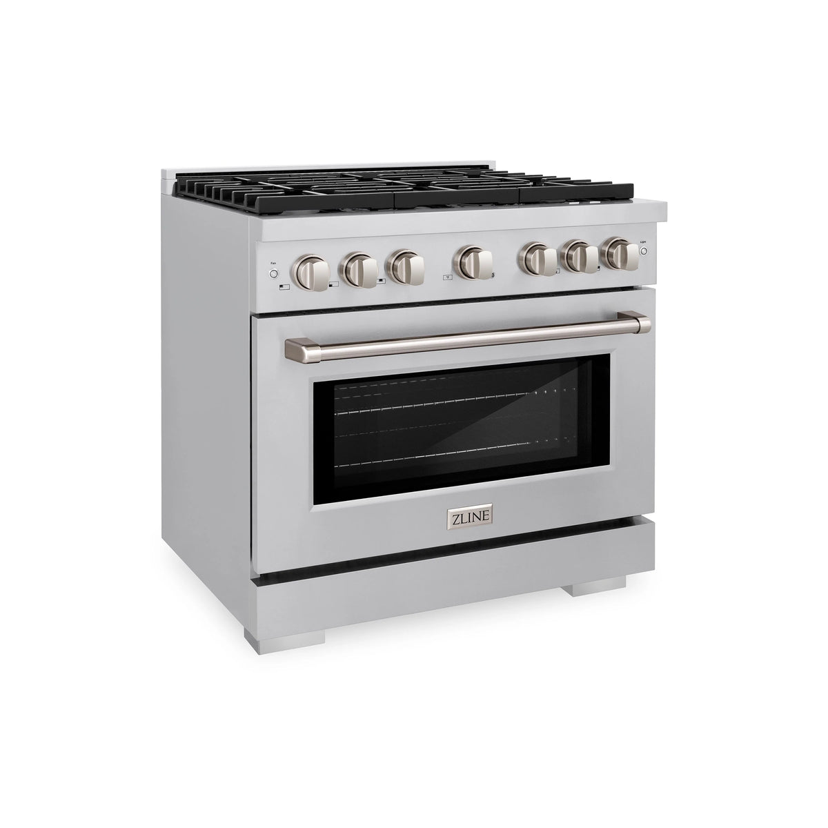 ZLINE - 36 in. 5.2 cu. ft. Paramount Dual Fuel Range with Gas Cooktop and Electric Convection Oven in Stainless Steel with 6 Brass Burners