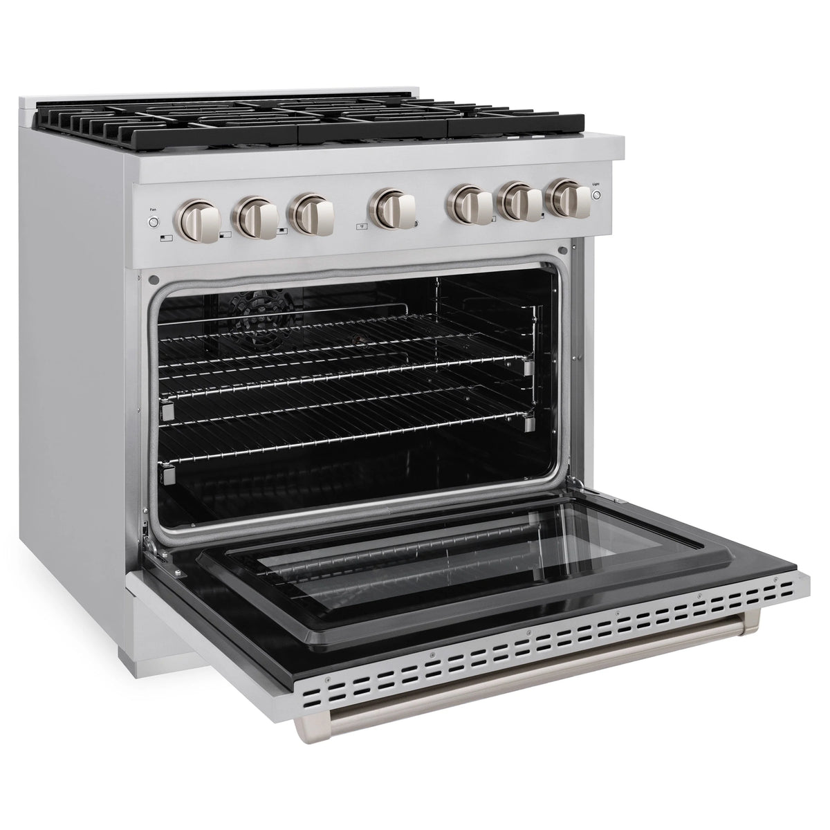 ZLINE - 36 in. 5.2 cu. ft. Paramount Dual Fuel Range with Gas Cooktop and Electric Convection Oven in Stainless Steel with 6 Brass Burners
