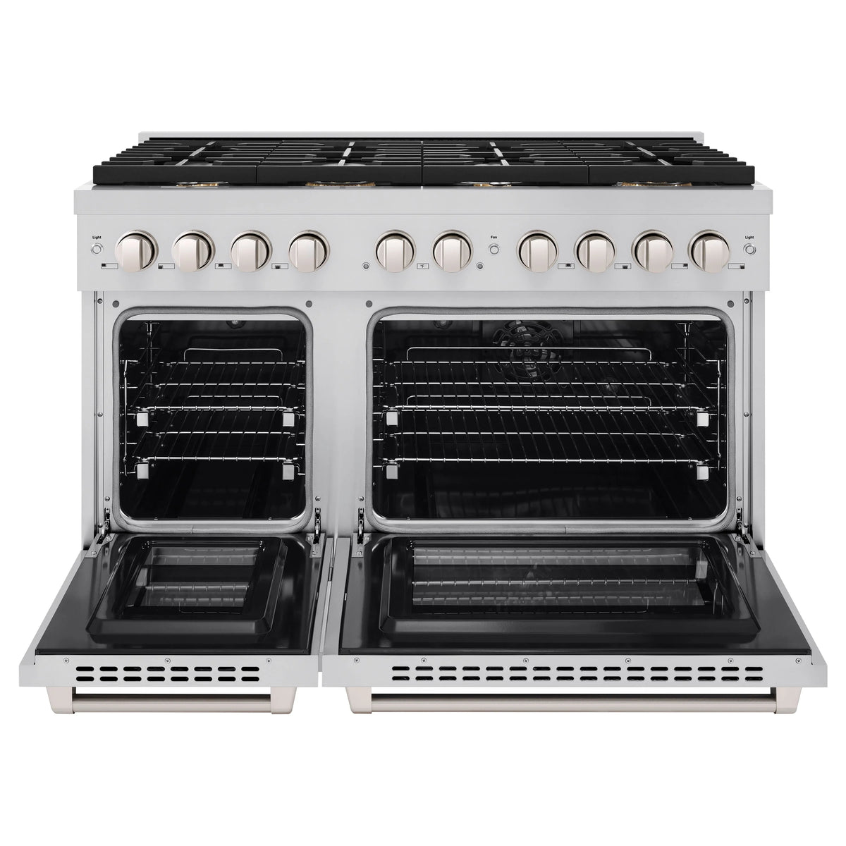 ZLINE - 48 in. 6.7 cu. ft. Paramount Double Oven Dual Fuel Range in Stainless Steel with 8 Brass Burners (SDR-BR-48)