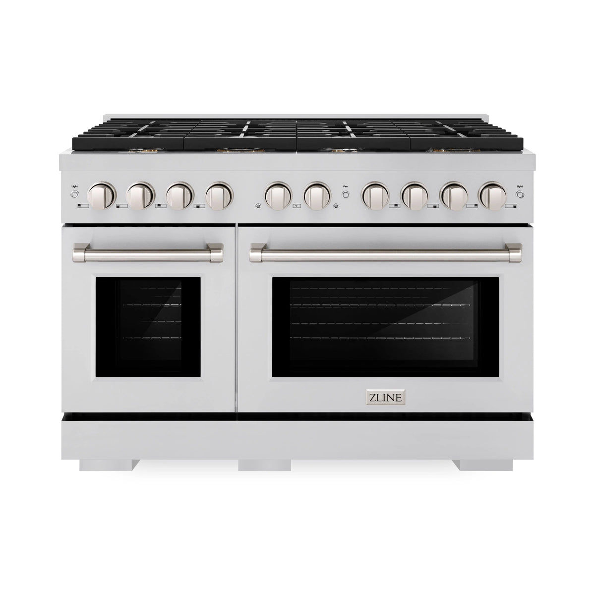 ZLINE - 48 in. 6.7 cu. ft. Paramount Double Oven Dual Fuel Range in Stainless Steel with 8 Brass Burners (SDR-BR-48)