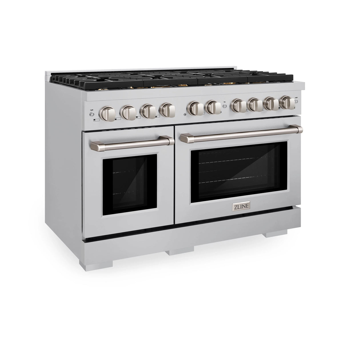 ZLINE - 48 in. 6.7 cu. ft. Paramount Double Oven Dual Fuel Range in Stainless Steel with 8 Brass Burners (SDR-BR-48)