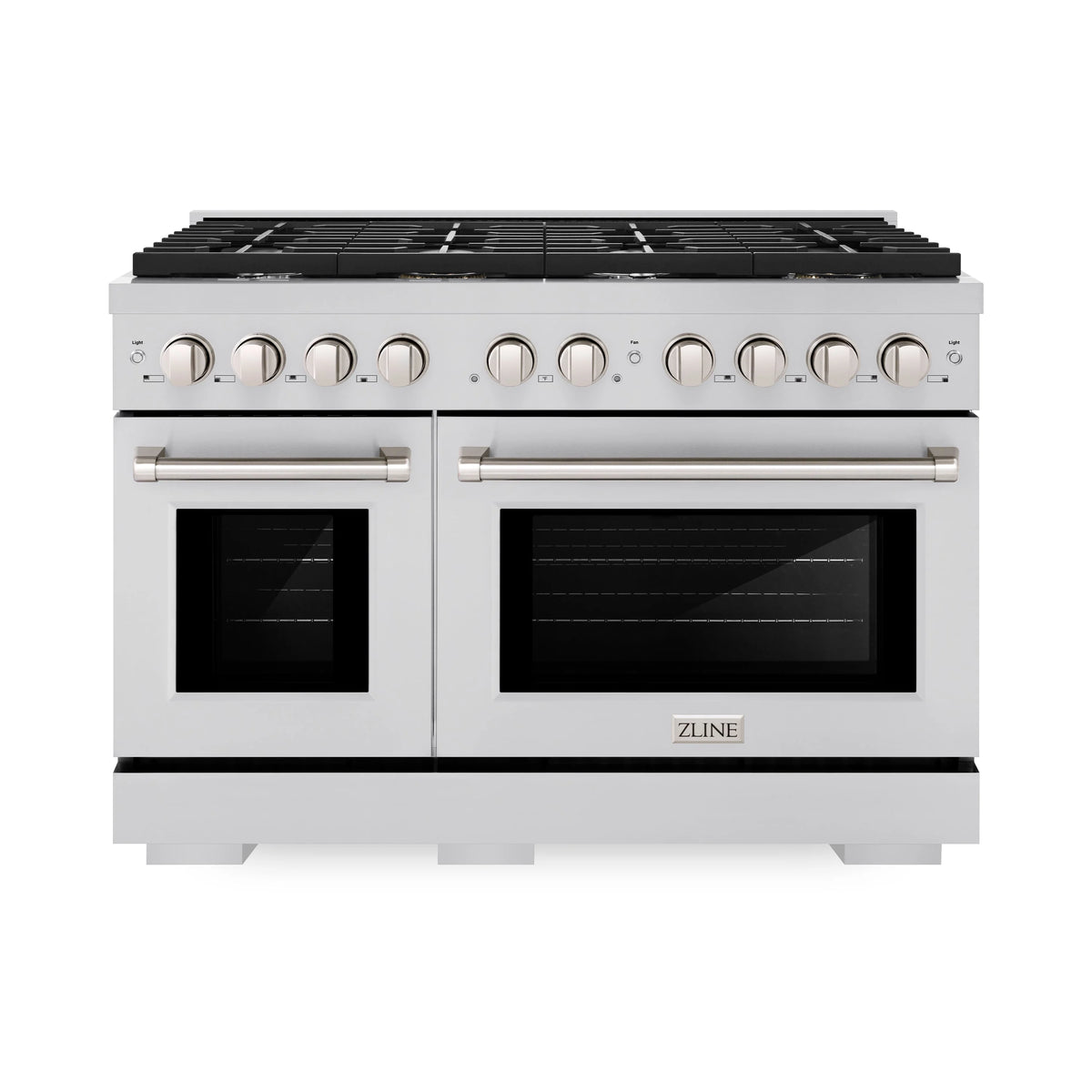 ZLINE - 48 in. 6.7 cu. ft. Paramount Double Oven Dual Fuel Range with 8 Burner Gas Cooktop in Stainless Steel (SDR48)