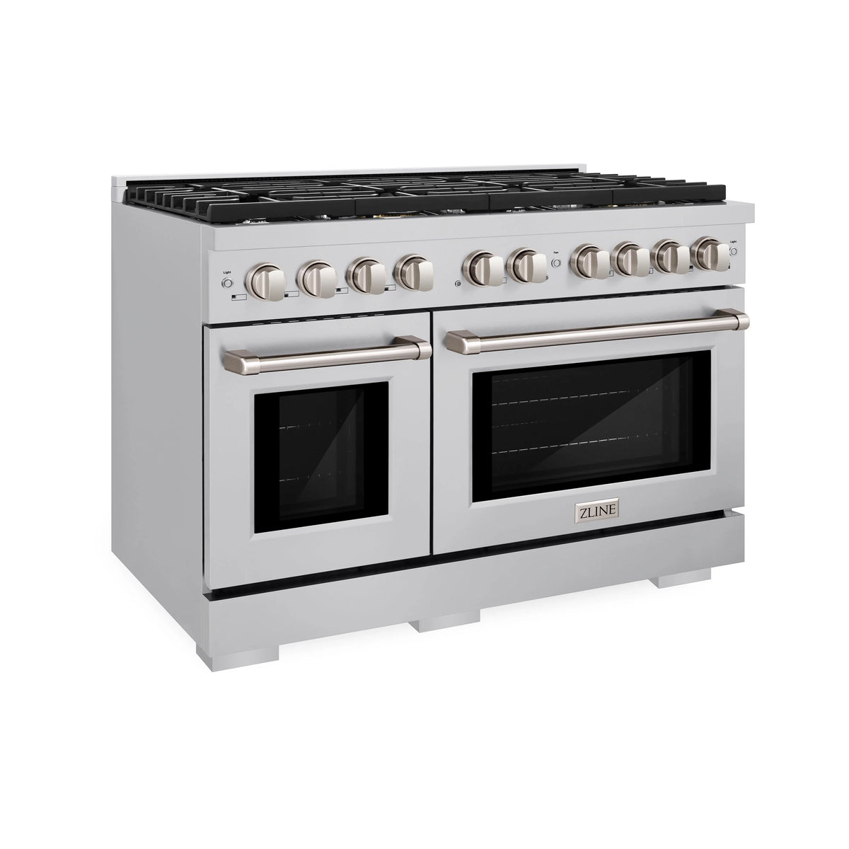 ZLINE - 48 in. 6.7 cu. ft. Paramount Double Oven Dual Fuel Range with 8 Burner Gas Cooktop in Stainless Steel (SDR48)