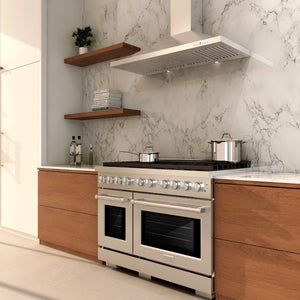 ZLINE - 48 in. 6.7 cu. ft. Paramount Double Oven Dual Fuel Range with 8 Burner Gas Cooktop in Stainless Steel (SDR48)