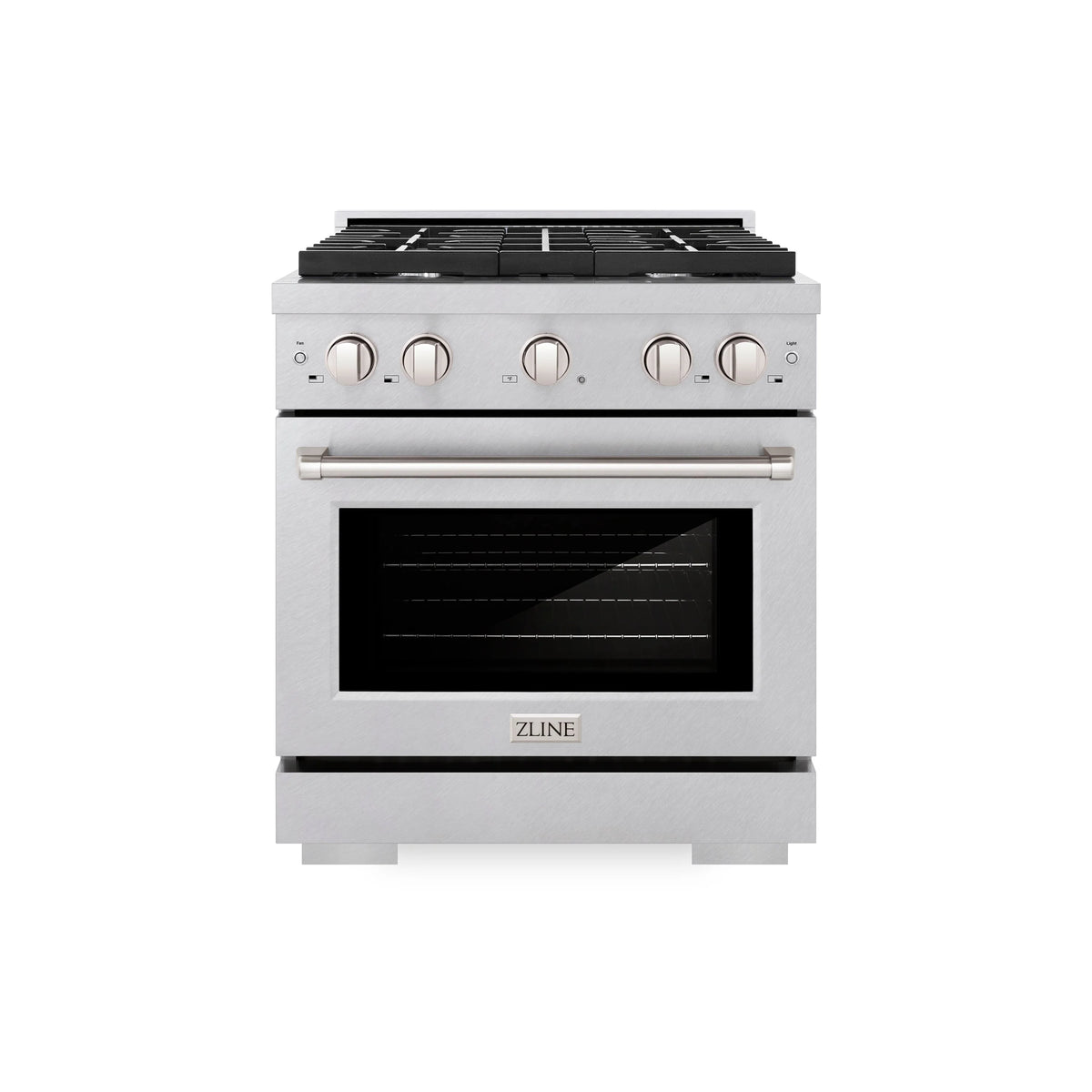 ZLINE - 30 in. 4.2 cu. ft. Paramount Dual Fuel Range with 4 Burner Gas Cooktop and Electric Convection Oven in Satin Stainless Steel (SDRS-30)