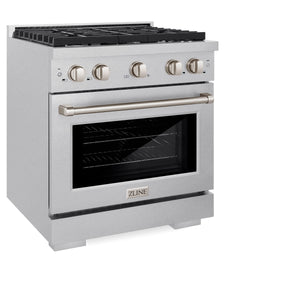 ZLINE - 30 in. 4.2 cu. ft. Paramount Dual Fuel Range with 4 Burner Gas Cooktop and Electric Convection Oven in Satin Stainless Steel (SDRS-30)