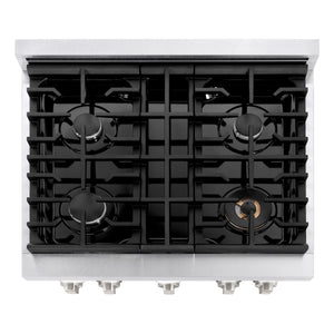 ZLINE - 30 in. 4.2 cu. ft. Paramount Dual Fuel Range with 4 Burner Gas Cooktop and Electric Convection Oven in Satin Stainless Steel (SDRS-30)