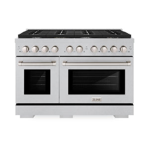 ZLINE - 48 in. 6.7 cu. ft. Paramount Double Oven Dual Fuel Range with 8 Burner Gas Cooktop in Satin Stainless Steel (SDRS-48)