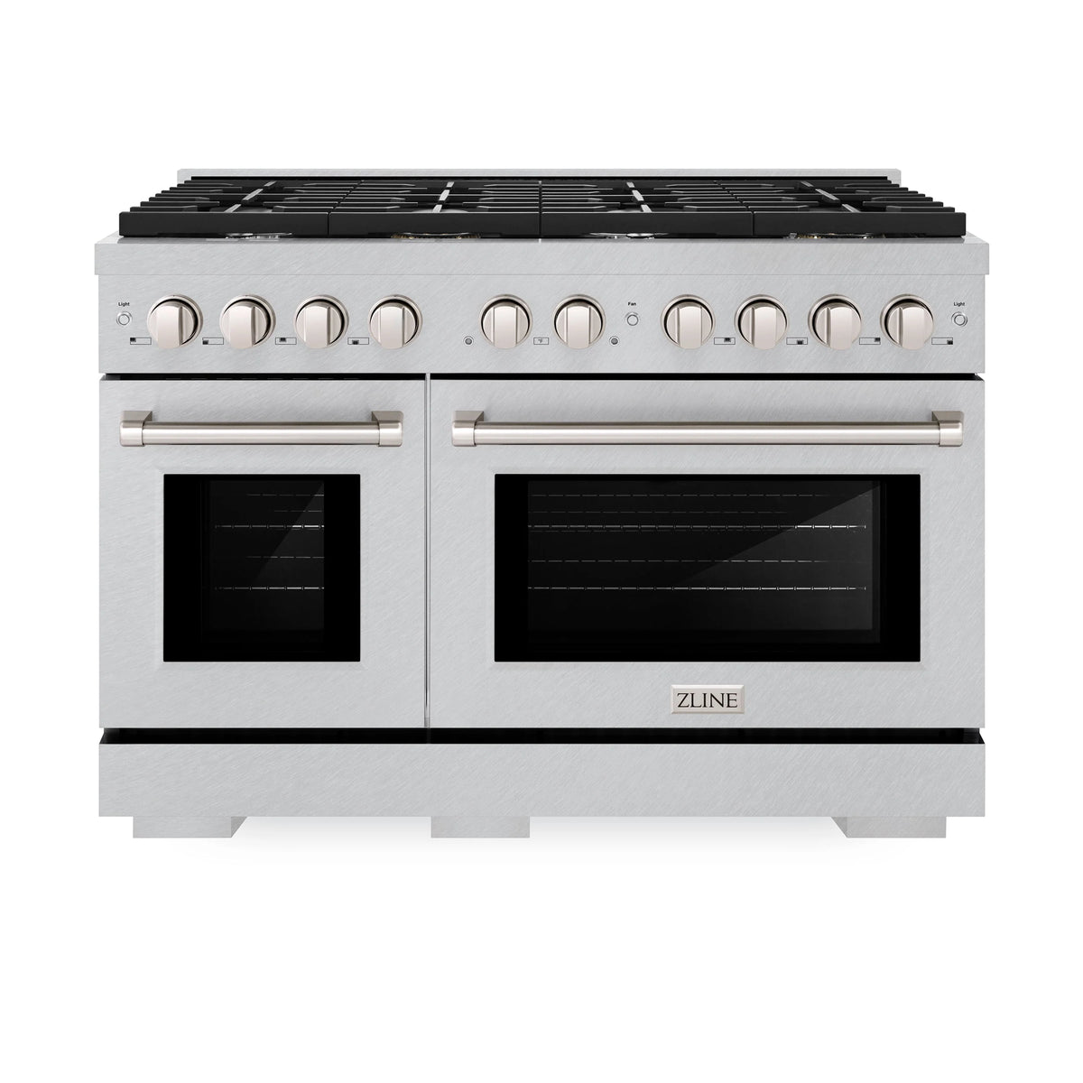 ZLINE - 48 in. 6.7 cu. ft. Paramount Double Oven Dual Fuel Range with 8 Burner Gas Cooktop in Satin Stainless Steel (SDRS-48)