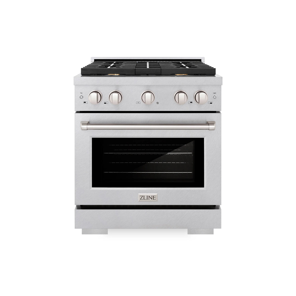 ZLINE - 30 in. 4.2 cu. ft. Paramount Dual Fuel Range with Gas Cooktop and Electric Convection Oven in Satin Stainless Steel with 4 Brass Burners