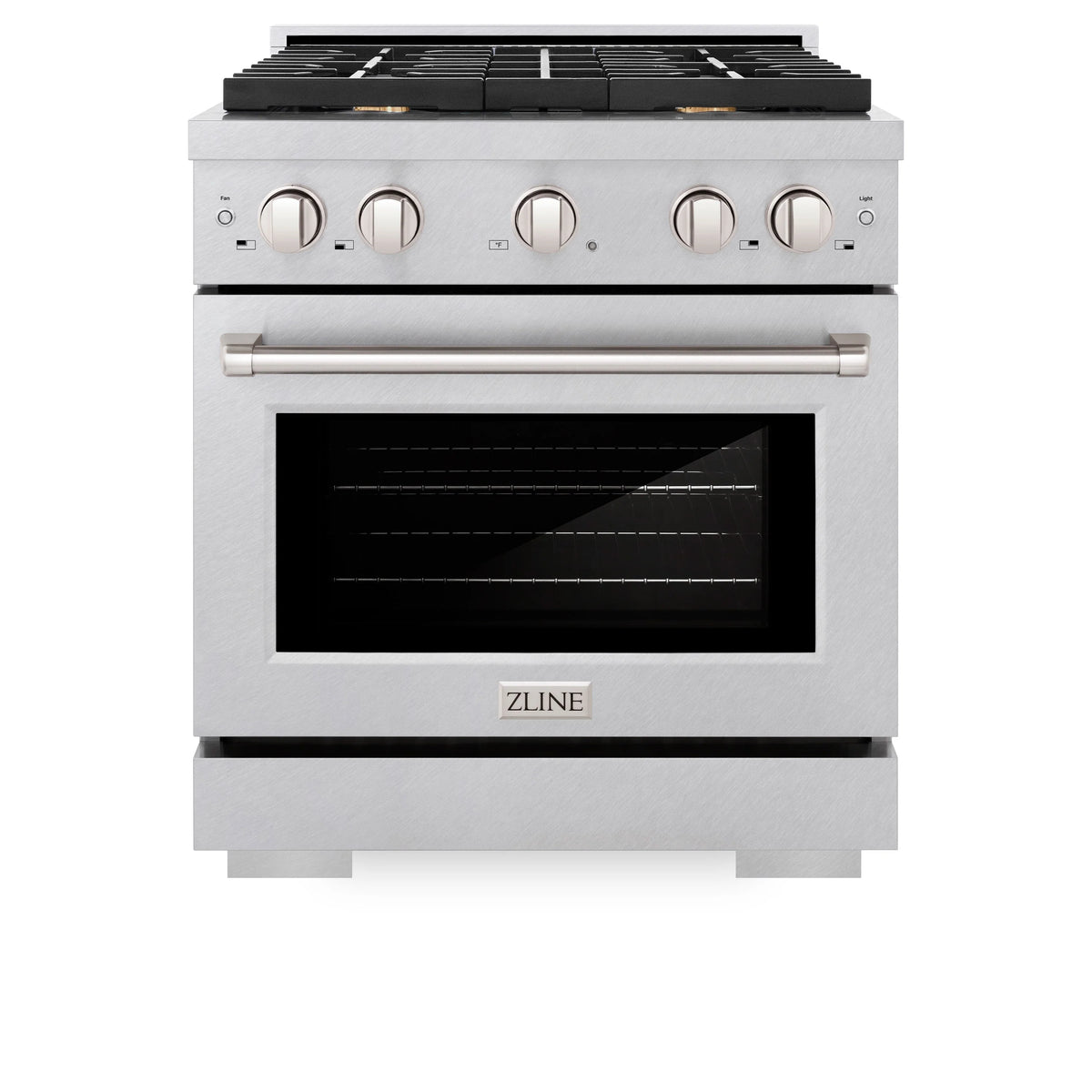 ZLINE - 30 in. 4.2 cu. ft. Paramount Dual Fuel Range with Gas Cooktop and Electric Convection Oven in Satin Stainless Steel with 4 Brass Burners