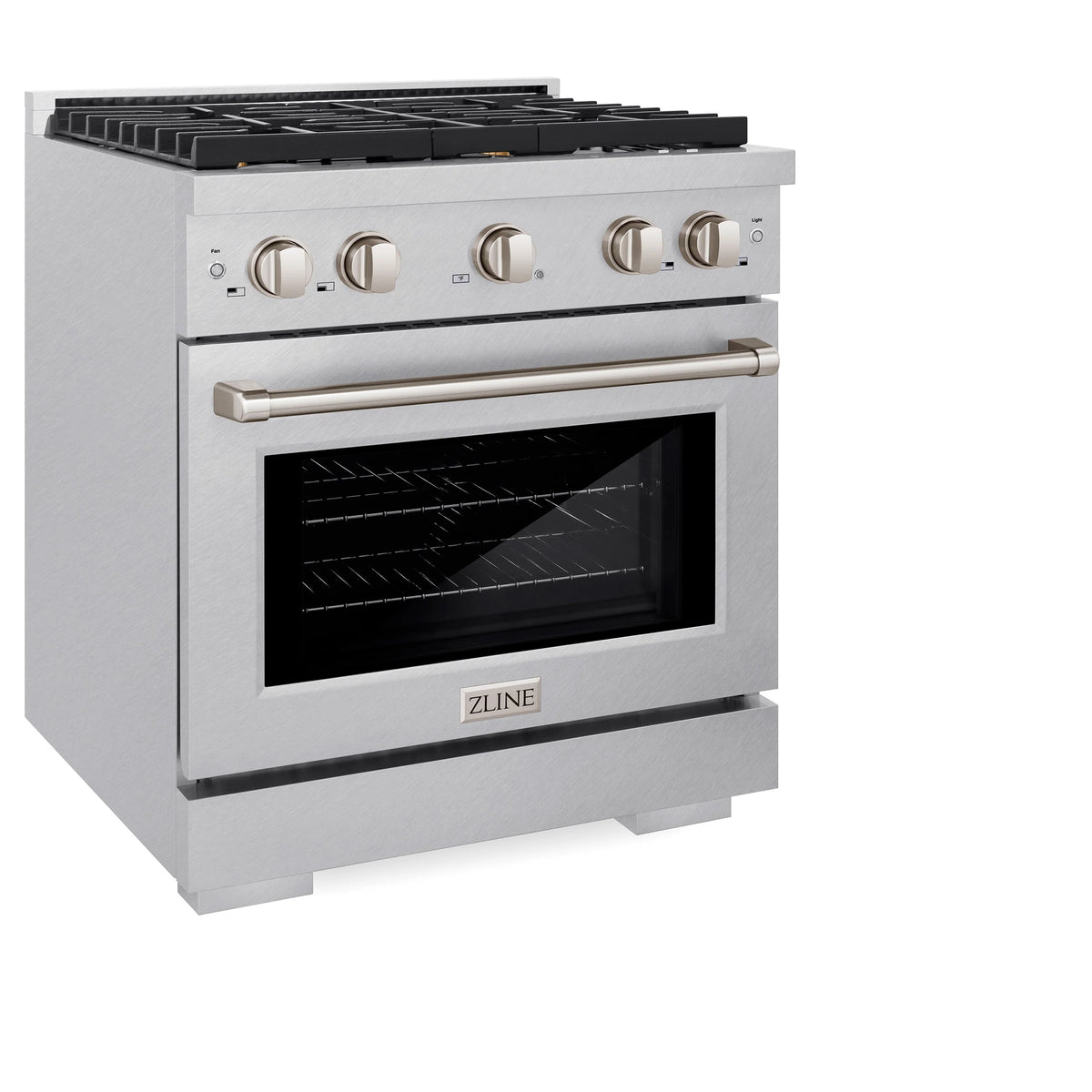 ZLINE - 30 in. 4.2 cu. ft. Paramount Dual Fuel Range with Gas Cooktop and Electric Convection Oven in Satin Stainless Steel with 4 Brass Burners
