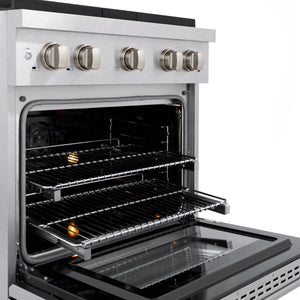 ZLINE - 30 in. 4.2 cu. ft. Paramount Dual Fuel Range with Gas Cooktop and Electric Convection Oven in Satin Stainless Steel with 4 Brass Burners