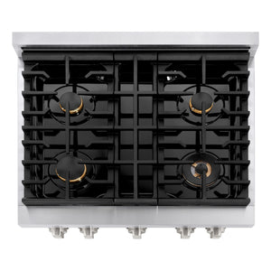 ZLINE - 30 in. 4.2 cu. ft. Paramount Gas Range with Convection Gas Oven in Stainless Steel with 4 Brass Burners (SGR-BR-30)