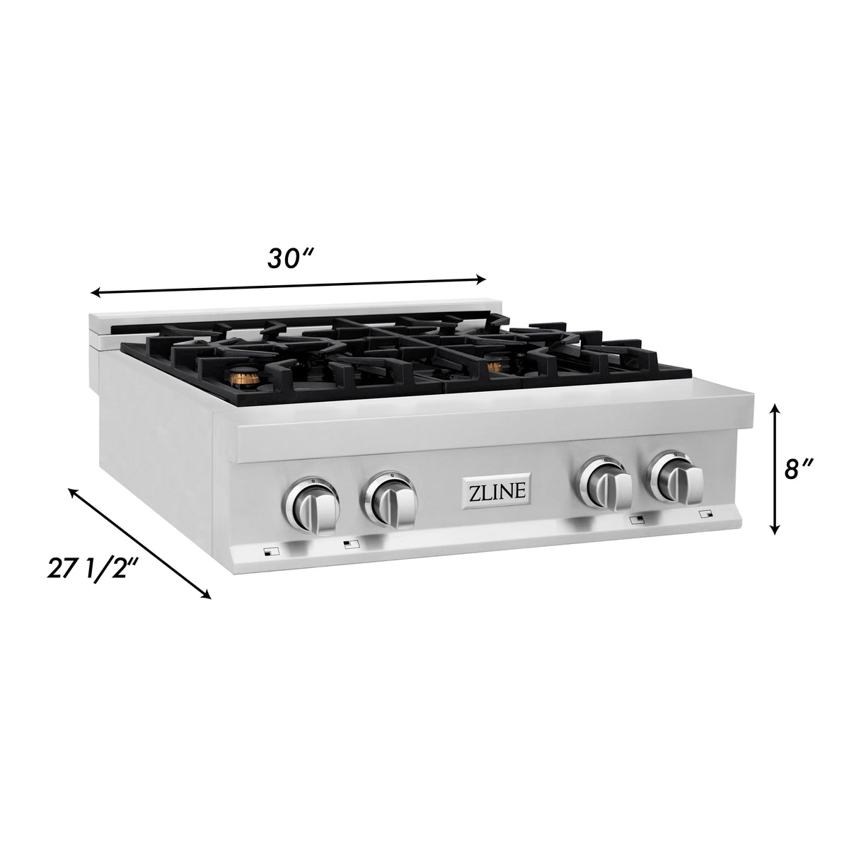 ZLINE 30&quot; Porcelain Gas Stovetop with 4 Gas Brass Burners (RT-BR-30)
