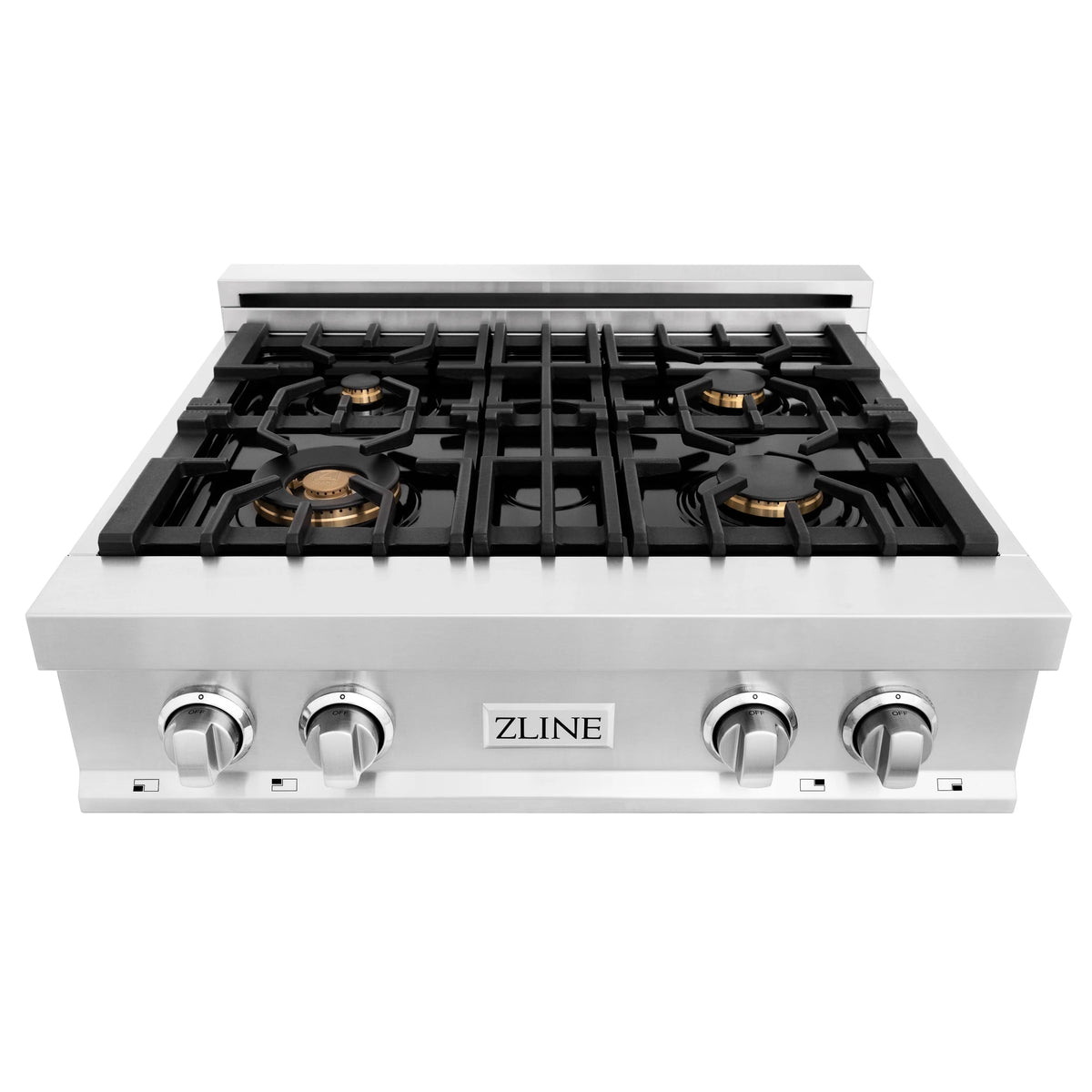 ZLINE 30&quot; Porcelain Gas Stovetop with 4 Gas Brass Burners and Griddle (RT-BR-GR-30)