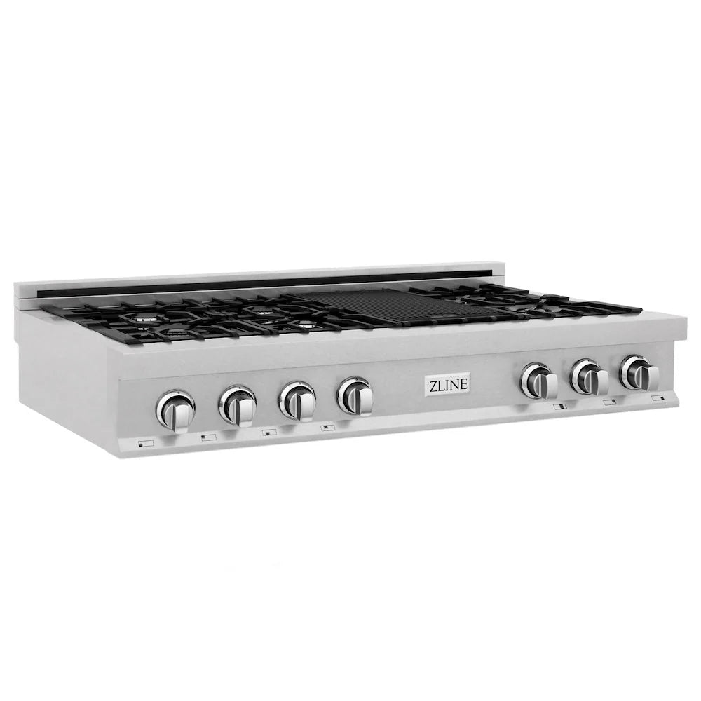 ZLINE - 48 in. Legacy Gas Rangetop with 7 Burners and Porcelain Cooktop in Satin Stainless Steel (RTS-48)