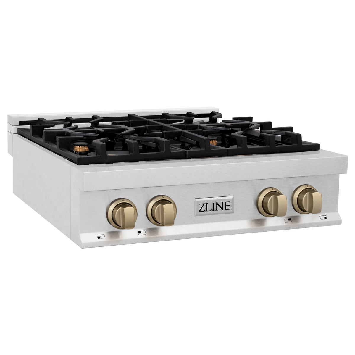 ZLINE - Autograph Edition 30&quot; Porcelain Rangetop with 4 Gas Burners in Fingerprint Resistant Stainless Steel and Champagne Bronze Accents (RTSZ-30-CB)