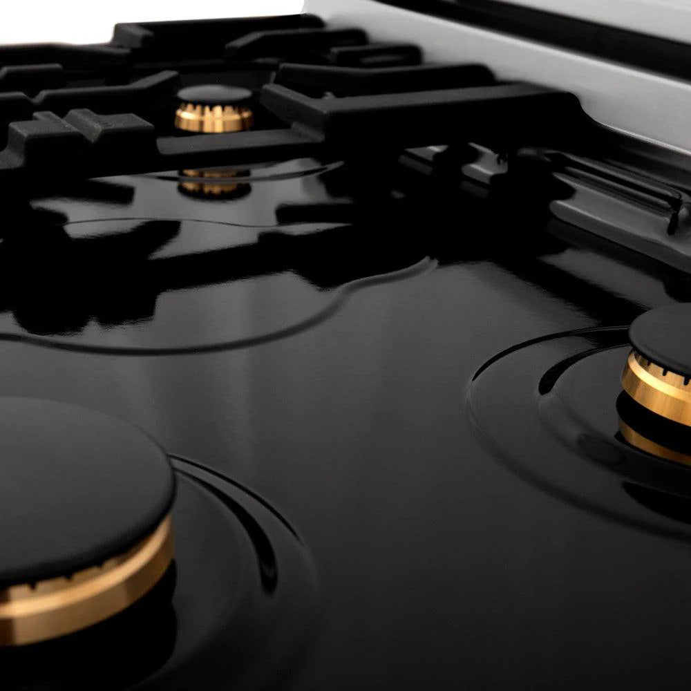 ZLINE - Autograph Edition 30 in. Legacy Gas Rangetop with 4 Burners and Porcelain Cooktop in Stainless Steel with Polished Gold Accents (RTZ-30-G)