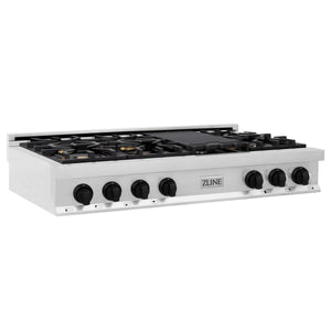 ZLINE - Autograph Edition 48 in. Legacy Gas Rangetop with 7 Burners and Porcelain Cooktop in Stainless Steel with Matte Black Accents (RTZ-48-MB)